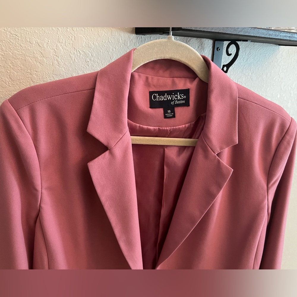 Chadwicks of Boston Mauve/Pink Blazer single Button Lined Women Size 16 - Picture 2 of 4